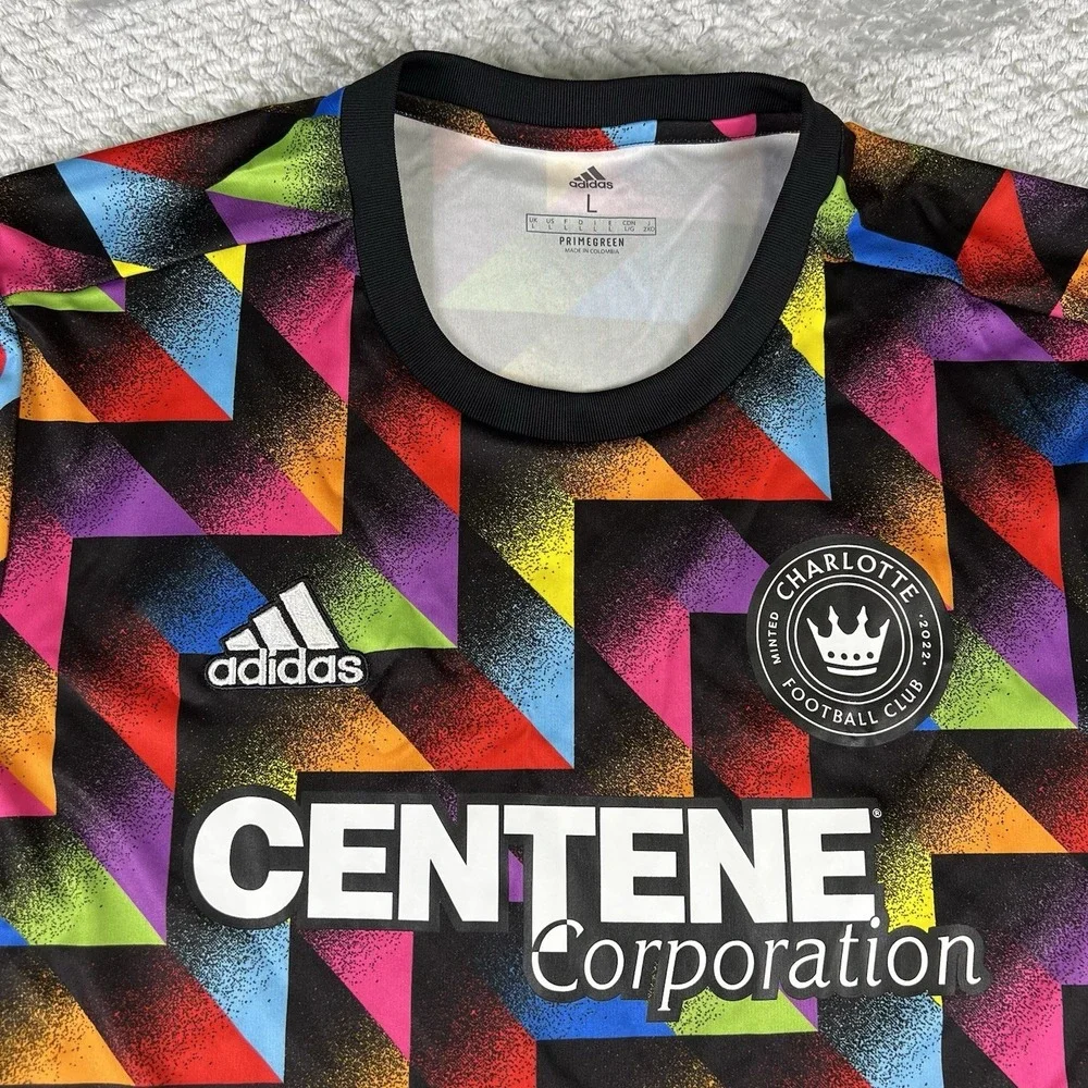Adidas Charlotte FC Pride Pre Match Jersey Mens Large MLS Soccer Rainbow Top